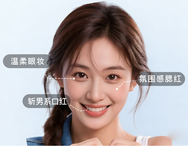 全套妆容随心换，唇妆腮红眼妆一步到位